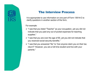Intake/Interview and Quality Review Training - 2014 Filing Season | PDF