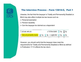 Intake/Interview and Quality Review Training - 2014 Filing Season | PDF