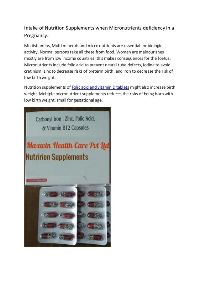 Folic AcidIRONZinc Nutrition supplements Intake in a pregnant women