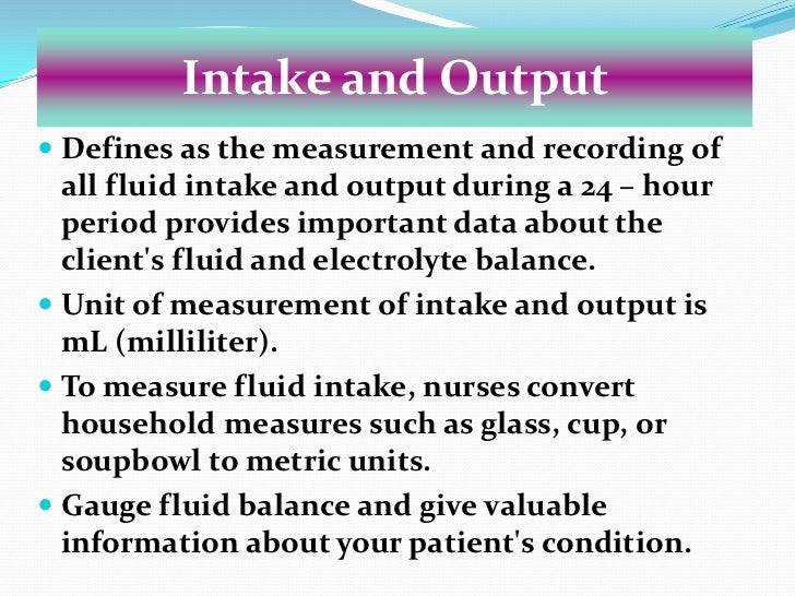 intake and output chart