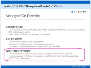 Intalio クラウドの“ Managed-on-Premise” オプション 