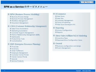 BPM as a Service のサービスメニュー http://www.qbos.com/features_list.cfm 