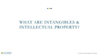 CAPITAL FOR THE SERVICE ECONOMY
WHAT ARE INTANGIBLES &
INTELLECTUAL PROPERTY?
 