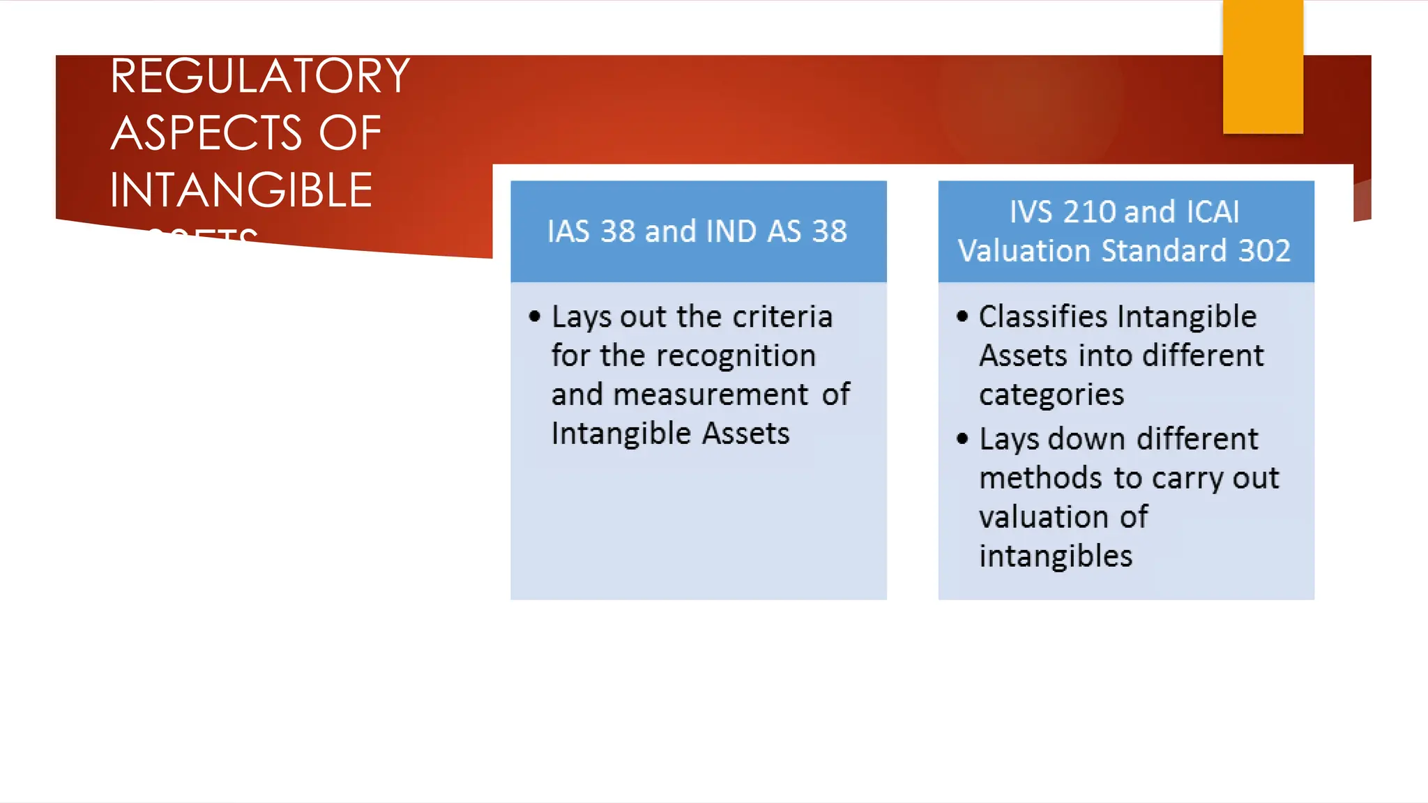 REGULATORY
ASPECTS OF
INTANGIBLE
ASSETS
 