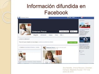 Información difundida en
Facebook
Ana Alamilla, Jimena Navarro, Christian
Campos, Alejandro Acosta 1 "E" 4 de
enero de 2015
 