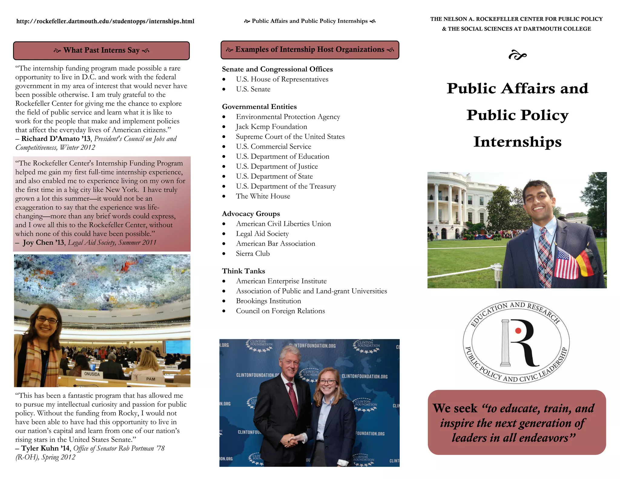 Public Affairs and Public Policy Internships Brochure PPT