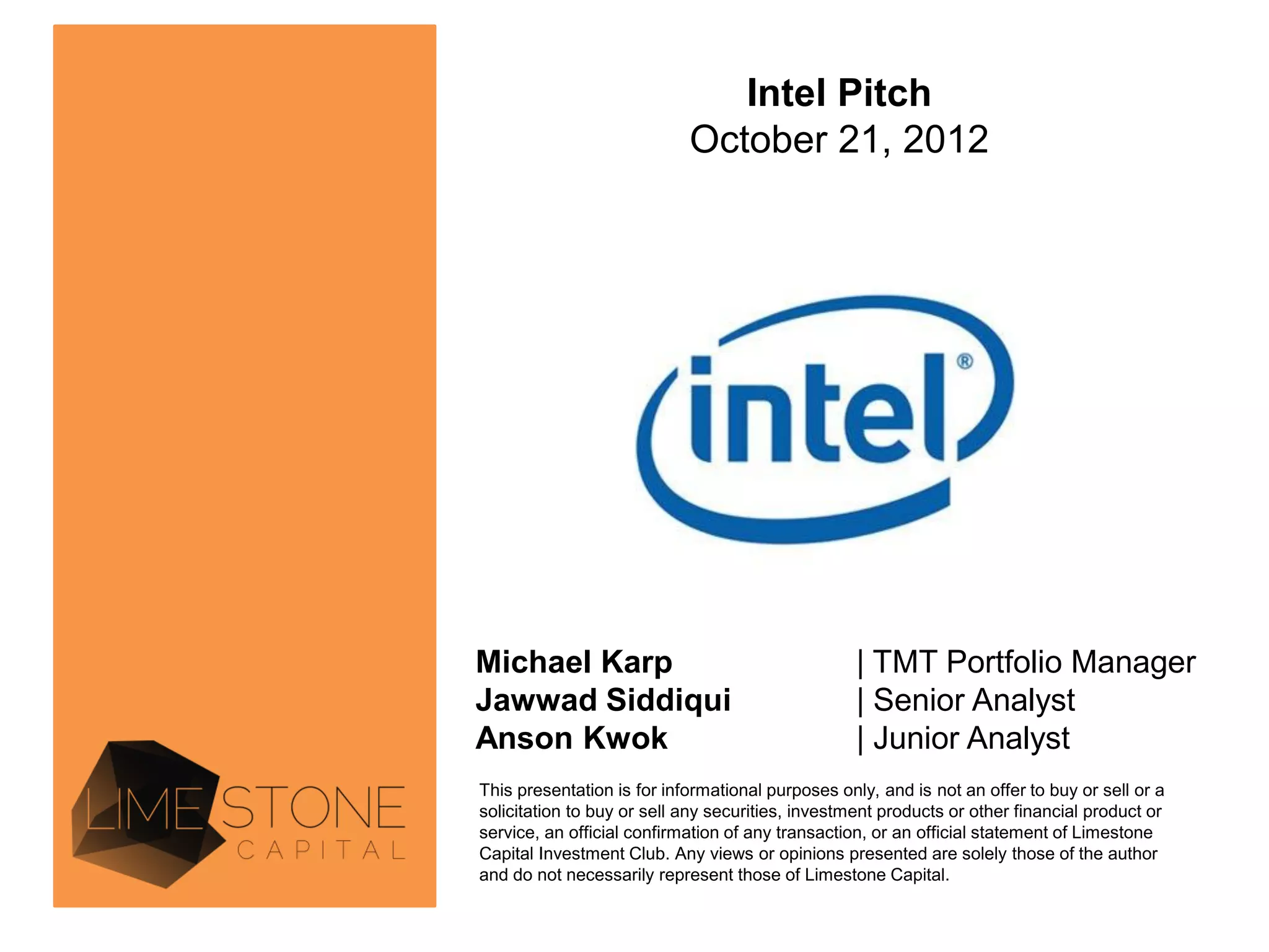 Intel Corporation (INTC) Stock Pitch | PDF