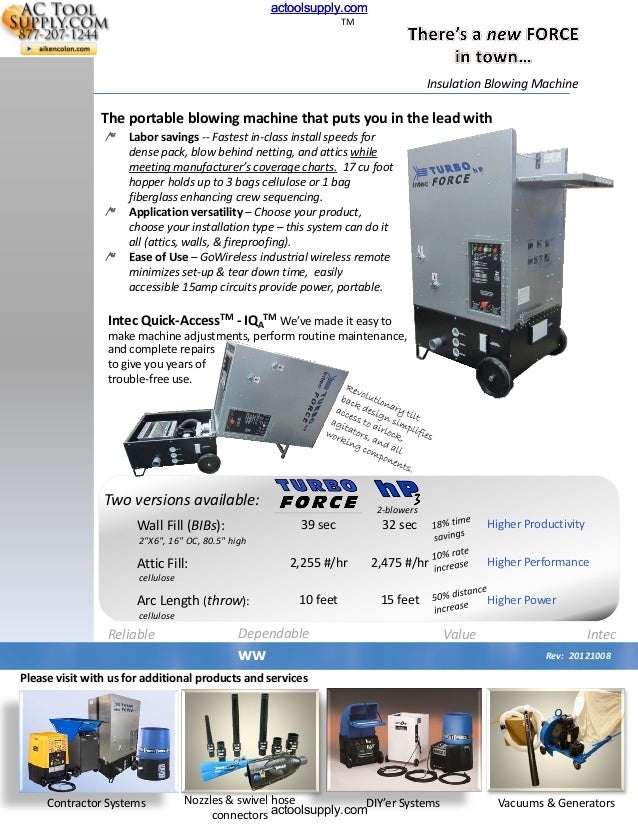 Intec Turbo Force Hp3 Attic Insulation Machine