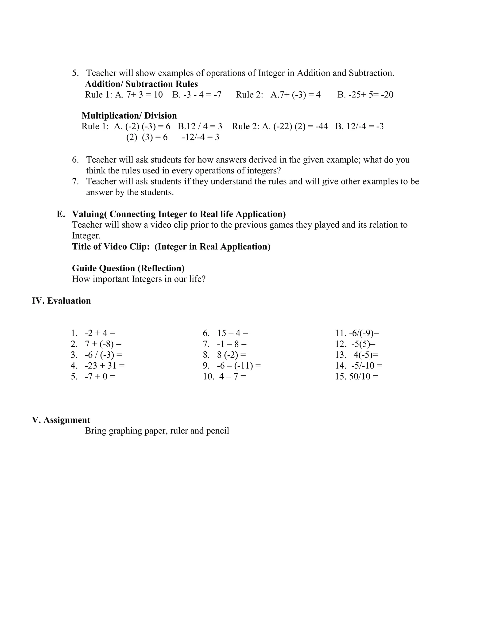 MATH Lesson Plan sample for demo teaching | DOCX