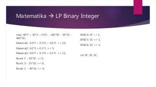Integer linear programming Mixed Binary (fixed cost) | PPT