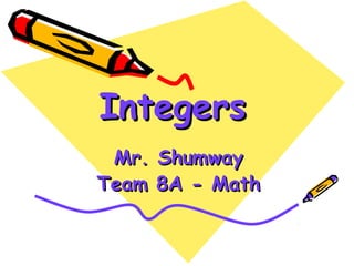 IntegersIntegers
Mr. ShumwayMr. Shumway
Team 8A - MathTeam 8A - Math
 