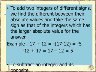 Integers | PPTX