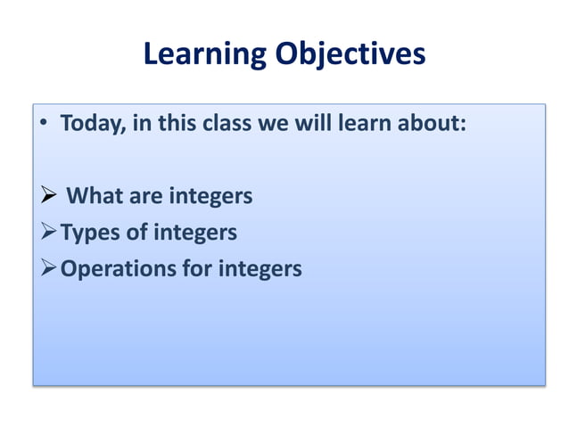 Integers introduction | PPT