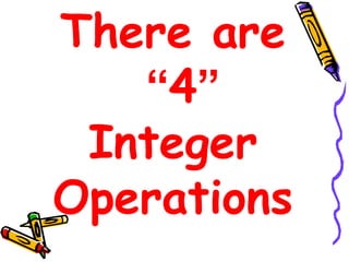 There are
“4”
Integer
Operations
 