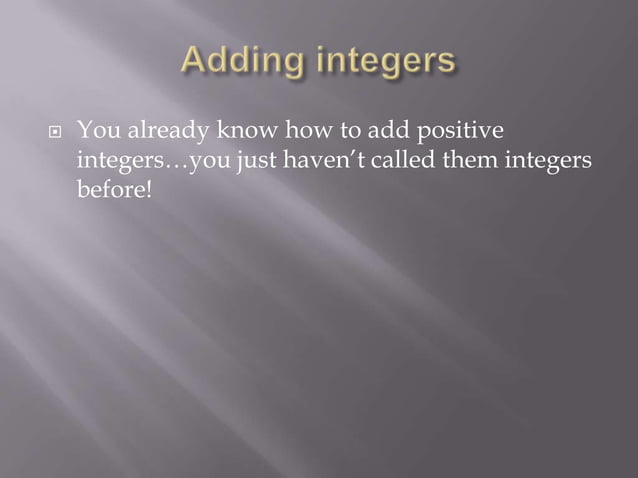 Integers powerpoint - a brief introduction | PPT