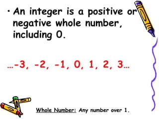 Integers: Positive or Negative? - Presentation