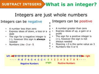 Integers subtract | PPT