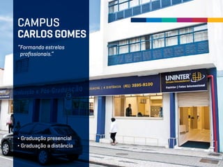 “Formando estrelas
profissionais.”
∂ Graduação presencial
∂ Graduação a distância
CAMPUS
CARLOS GOMES
 