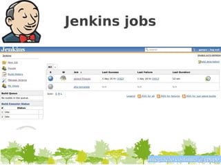 Jenkins jobs




          Integração contínua @gpupo
 