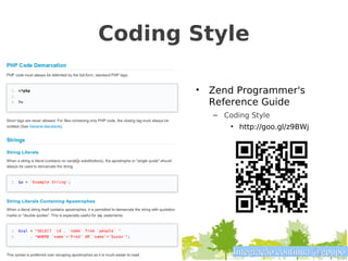 Coding Style

       •   Zend Programmer's
           Reference Guide
           – Coding Style
               • http://goo.gl/z9BWj




               Integração contínua @gpupo
 