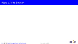 Cota para o Erro na Fórmula de Simpson
10 CETEC Paulo Henrique Ribeiro do Nascimento 7 de maio de 2021
 