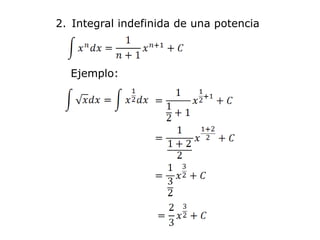 2. Integral indefinida de una potencia



  Ejemplo:
 