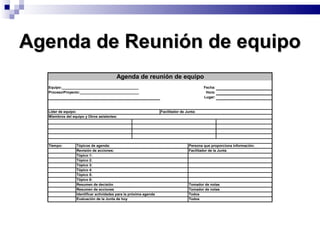 Agenda de Reunión de equipo  