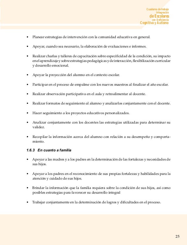 Integracion de escolares con deficiencia cognitiva y autismo