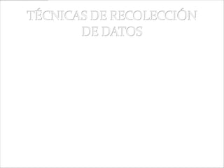 TÉCNICAS DE RECOLECCIÓN DE DATOS     El estudio empleará la observación participante, que permita al investigador obtener información clara del contexto sobre las conductas, las concepciones y las prácticas del alumno que sean de especial interés para la investigación. Otra técnica que se empleara será el cuestionario con preguntas abiertas y cerradas. También se utilizará la entrevista que junto con los diálogos informales ayudará a la recolección de información acerca de las actitudes, prácticas y desempeños que los investigados poseen en el área de interés.
