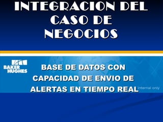 INTEGRACION DEL CASO DE NEGOCIOS BASE DE DATOS CON  CAPACIDAD DE ENVIO DE  ALERTAS EN TIEMPO REAL 