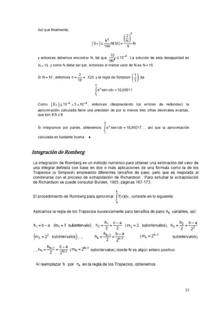 21 
Integración de Romberg 
 