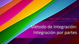 Método de Integración:
Integración por partes
Dra. Ines Sanchez, Ing
 