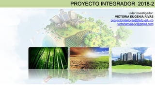 PROYECTO INTEGRADOR 2018-2
Líder investigador:
VICTORIA EUGENIA RIVAS
proyectointeriores@fadp.edu.co
victoriarivas22@gmail.com
 