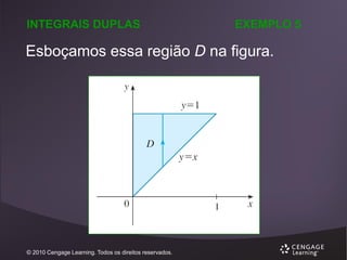 INTEGRAIS DUPLAS

EXEMPLO 5

Esboçamos essa região D na figura.

© 2010 Cengage Learning. Todos os direitos reservados.

 