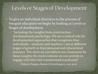 Integral Education and the Brain; A very very brief introduction | PPTX