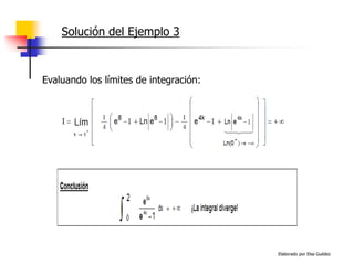 Elaborado por Elsa Guédez
Evaluando los límites de integración:
Solución del Ejemplo 3
 