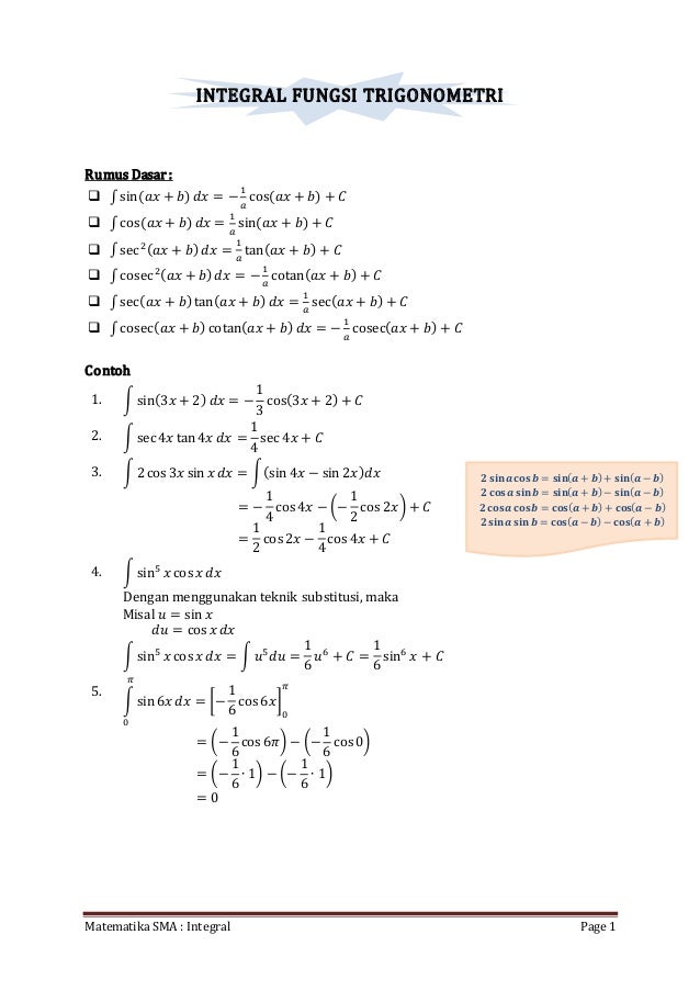 Rumus Matematika Peminatan Sma - Matematika Dasar