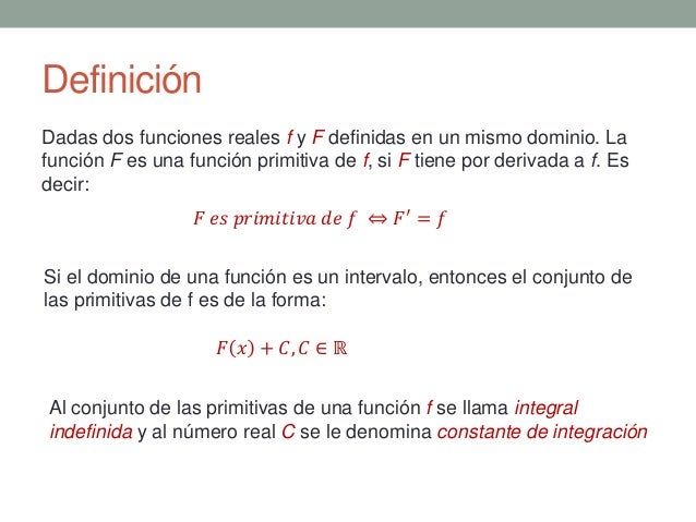 Integral indefinida. Aplicaciones de la integral