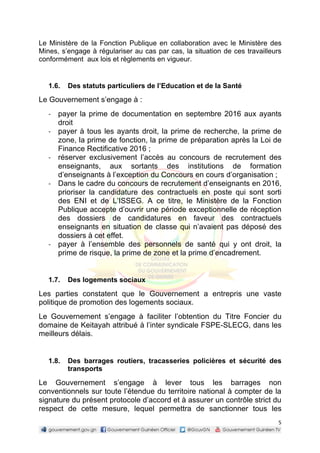 Intégralité du protocole d’accord entre le gouvernement, les ...