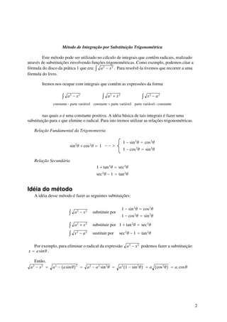 Integral Substituicao Trigonometrica