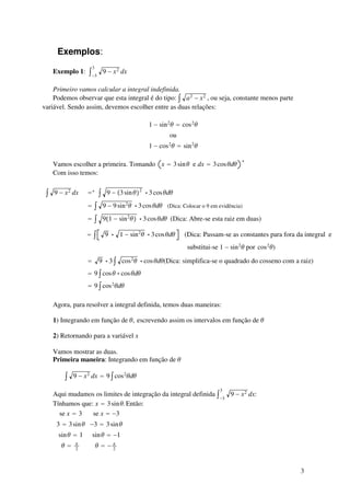 Integral Substituicao Trigonometrica