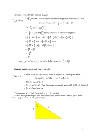Integral Substituicao Trigonometrica