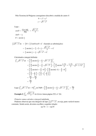 Integral Substituicao Trigonometrica