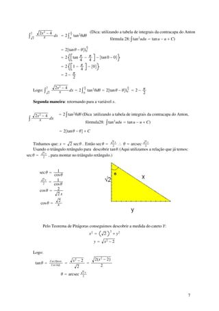 Integral Substituicao Trigonometrica