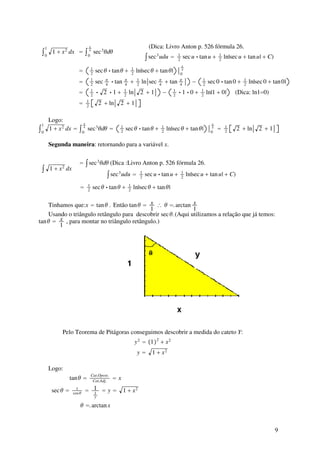 Integral Substituicao Trigonometrica