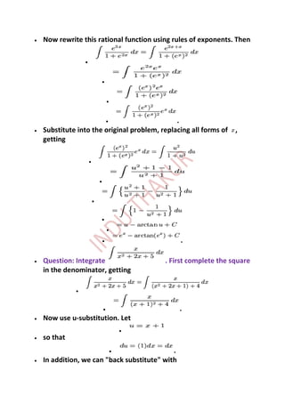 Integrals with inverse trigonometric functions | DOCX