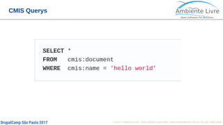 © 2017, Ambiente Livre. Todos direitos reservados. www.ambientelivre.com.br +55 (41) 3308-34381
CMIS Querys
 