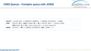 © 2017, Ambiente Livre. Todos direitos reservados. www.ambientelivre.com.br +55 (41) 3308-34382
CMIS Querys - Complex query with JOINS
 