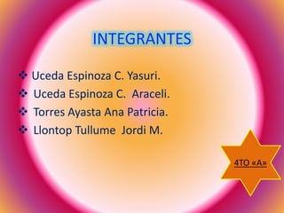  Uceda Espinoza C. Yasuri. 
 Uceda Espinoza C. Araceli. 
 Torres Ayasta Ana Patricia. 
 Llontop Tullume Jordi M. 
4TO «A» 
 