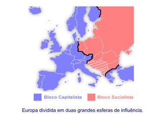 Europa dividida em duas grandes esferas de influência.
 